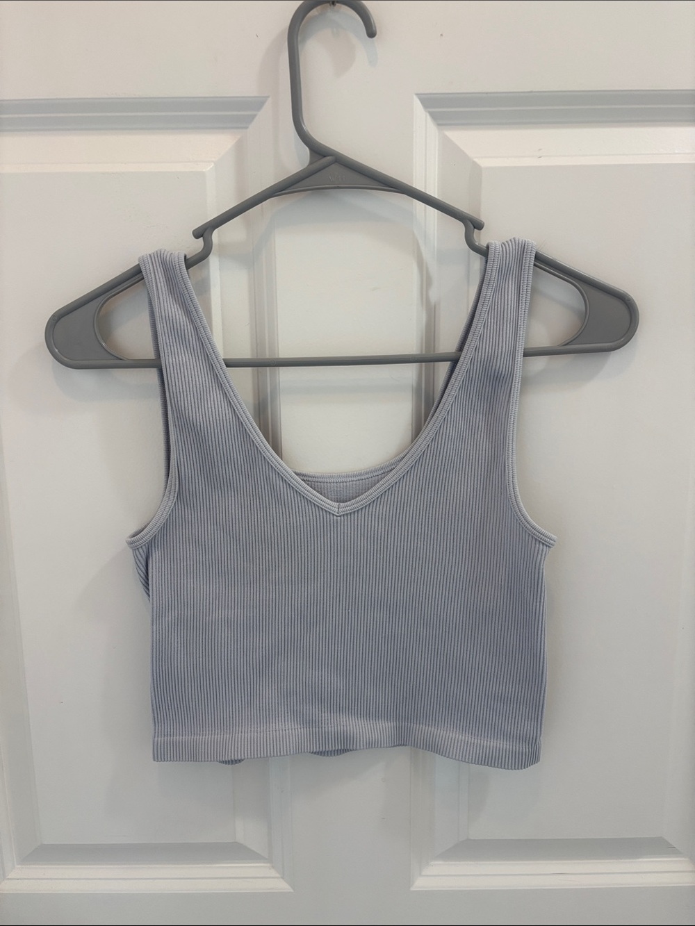 Aeropostale Light Blue Ribbed V-Neck Crop Tank
